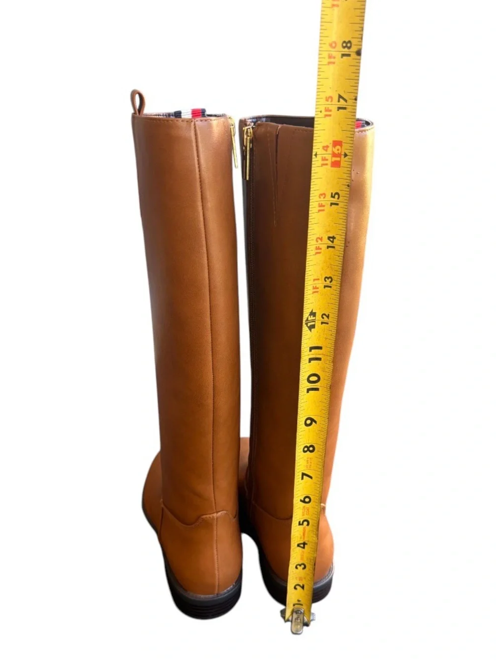 Tommy Hilfiger Tan Leather Knee-High Riding Boots - Classic Women's Style 6.5